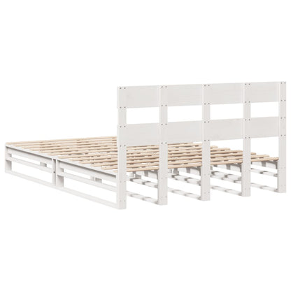 Bedframe zonder matras massief grenenhout wit 140x200 cm