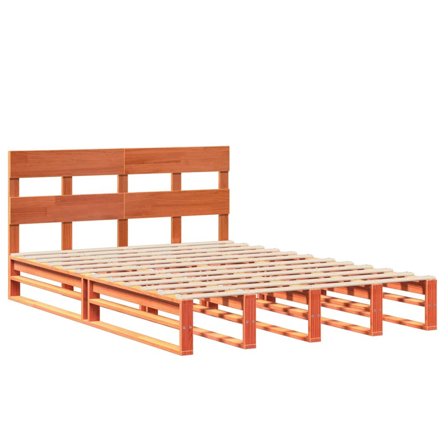 Bedframe zonder matras massief grenenhout wasbruin 140x200 cm