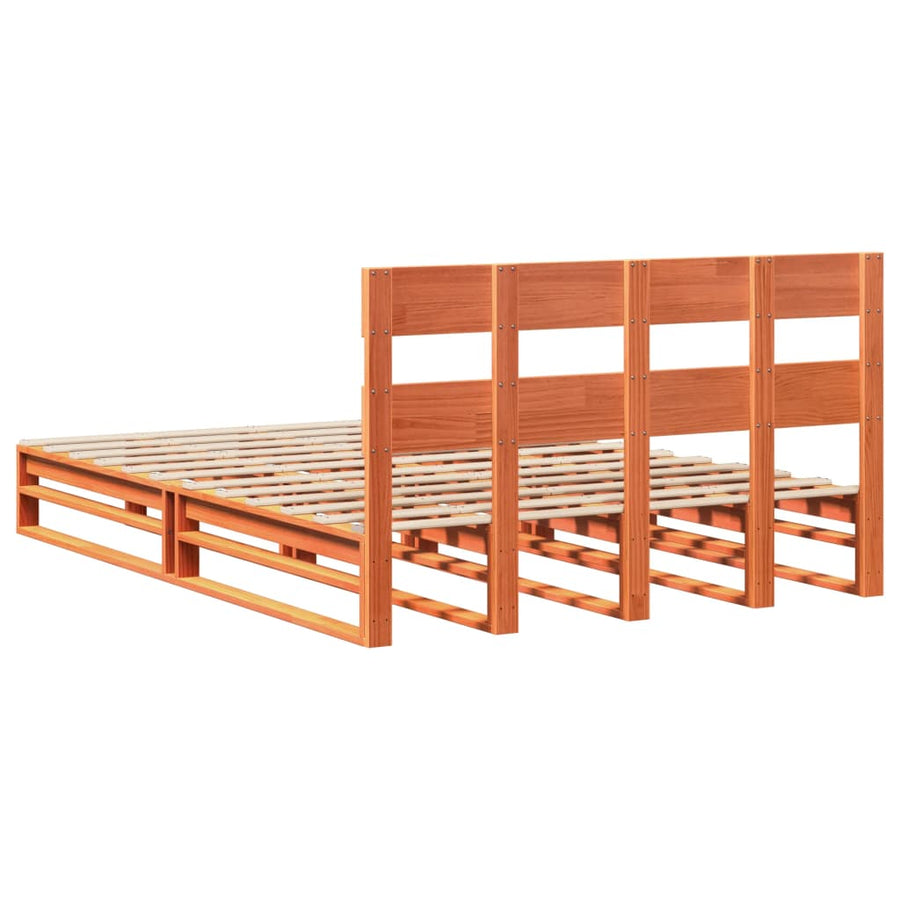 Bedframe zonder matras massief grenenhout wasbruin 140x200 cm