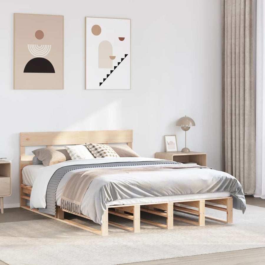 Bedframe zonder matras massief grenenhout 150x200 cm
