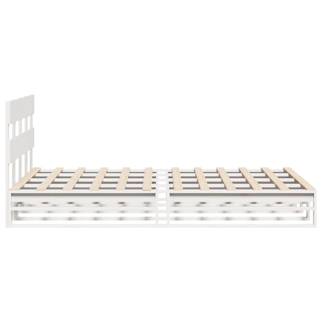 Bedframe zonder matras massief grenenhout wit 150x200 cm