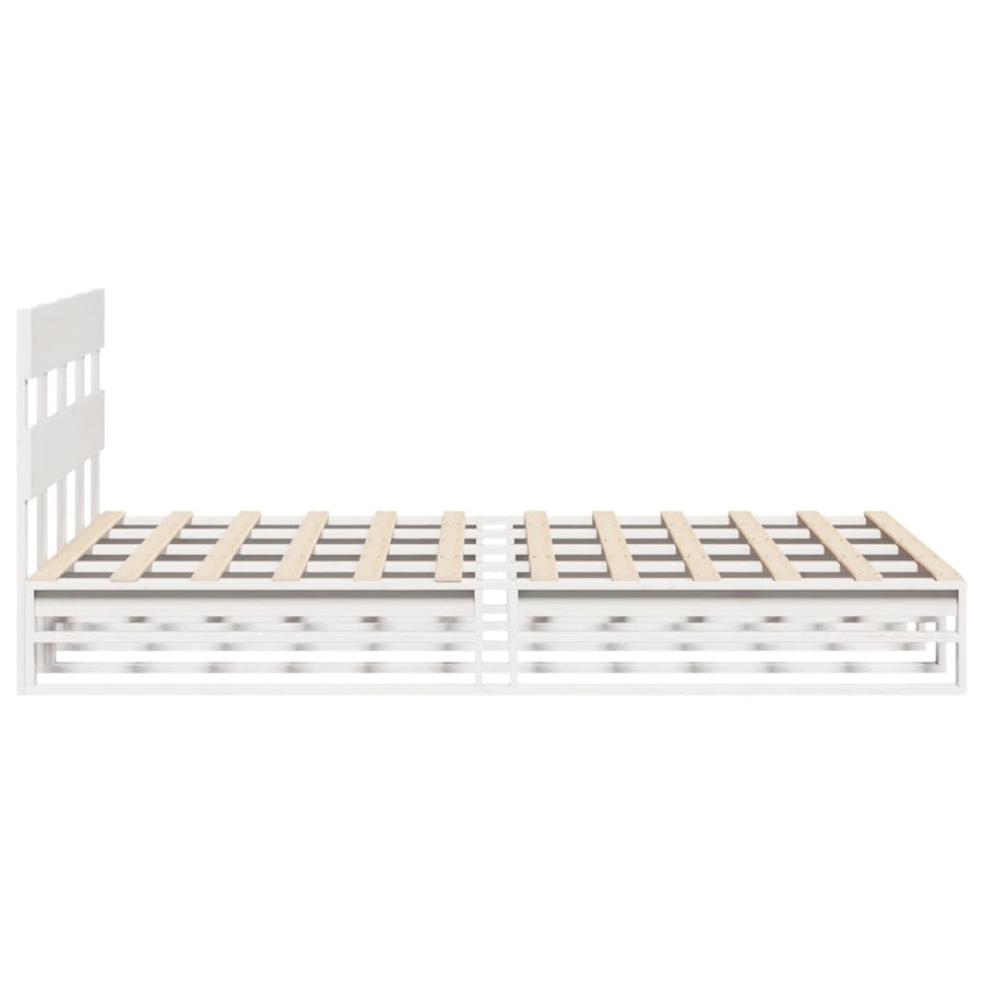 Bedframe zonder matras massief grenenhout wit 150x200 cm