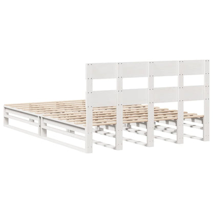 Bedframe zonder matras massief grenenhout wit 150x200 cm