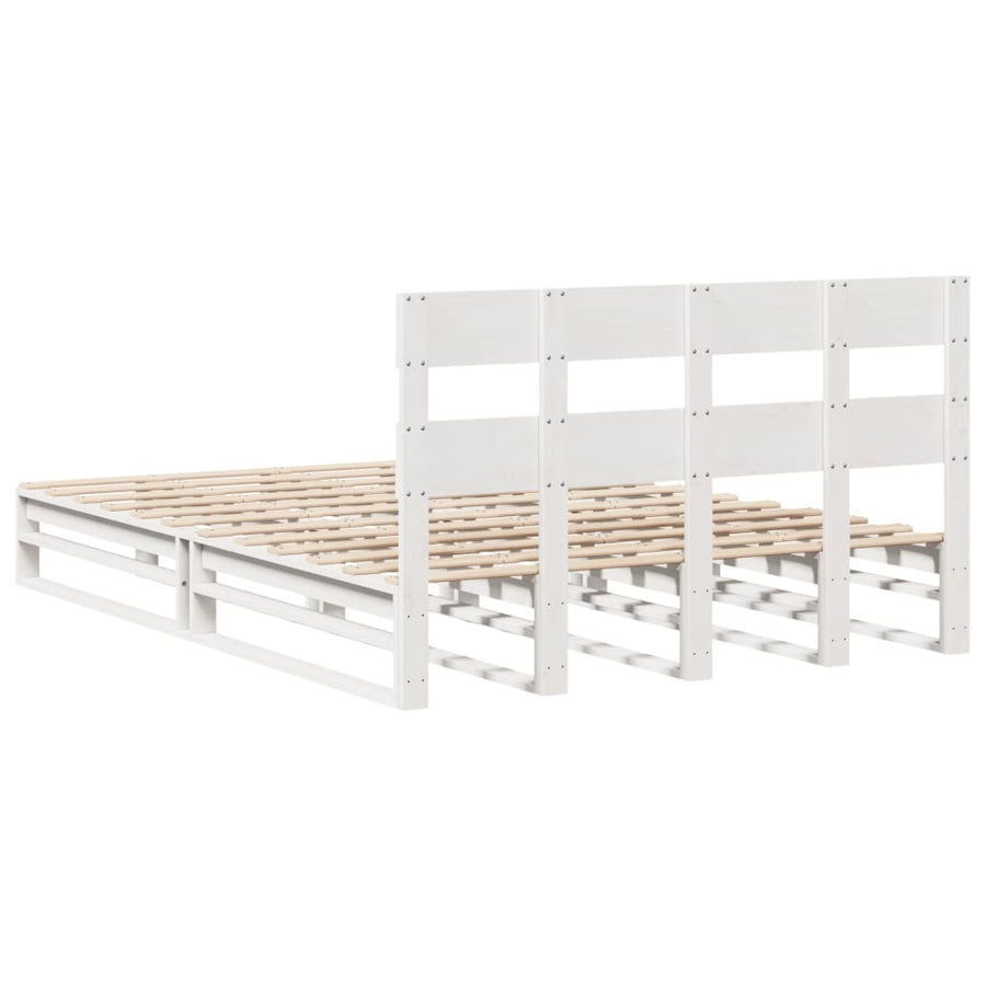 Bedframe zonder matras massief grenenhout wit 150x200 cm
