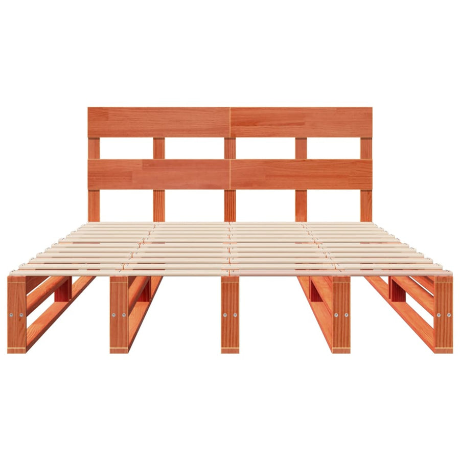 Bedframe zonder matras massief grenenhout wasbruin 150x200 cm