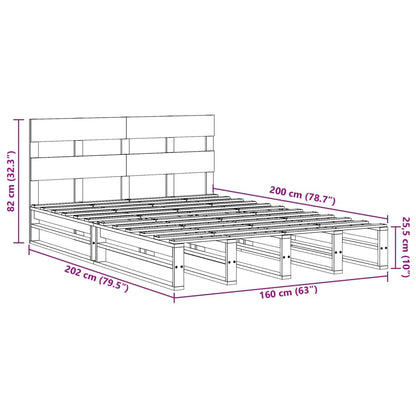 Bedframe zonder matras massief grenenhout 160x200 cm