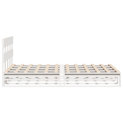 Bedframe zonder matras massief grenenhout wit 160x200 cm
