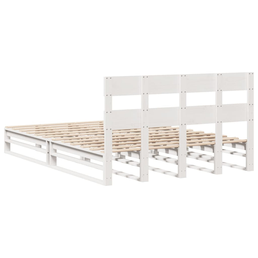 Bedframe zonder matras massief grenenhout wit 160x200 cm