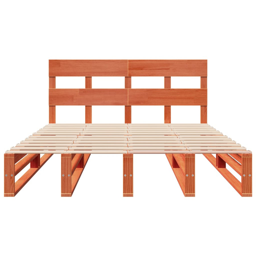 Bedframe zonder matras massief grenenhout wasbruin 160x200 cm