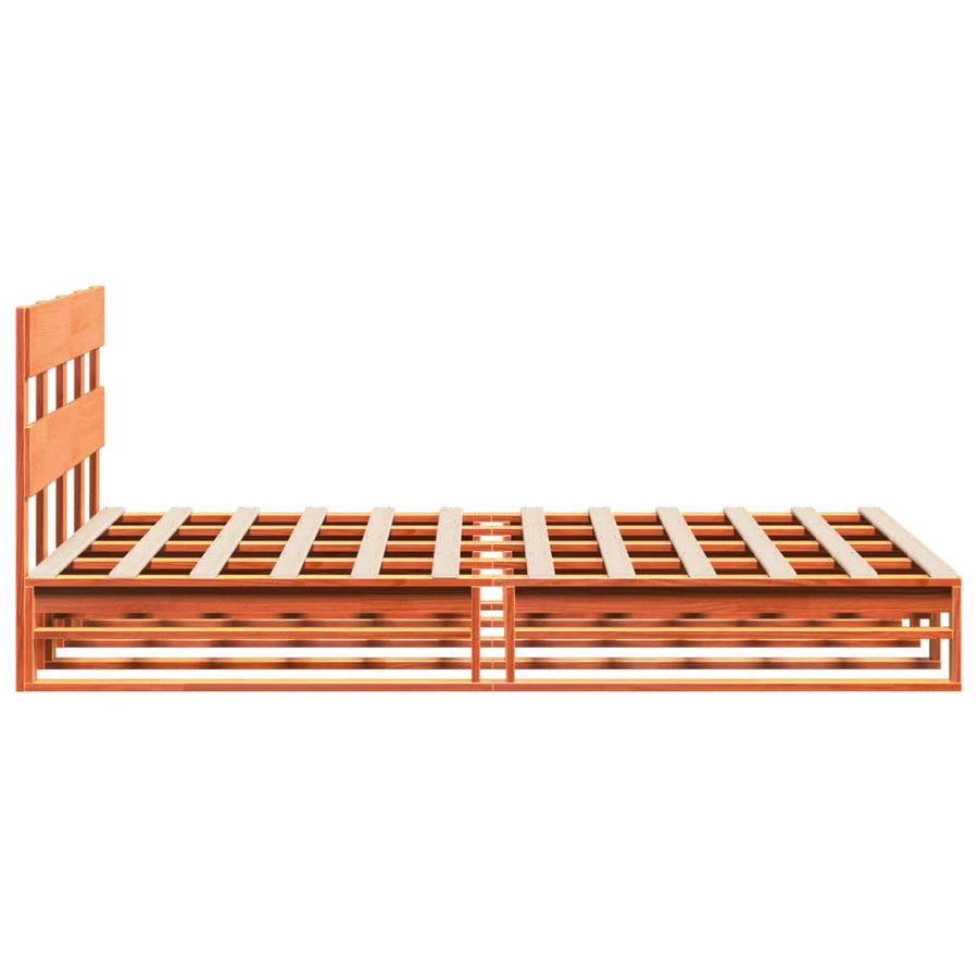 Bedframe zonder matras massief grenenhout wasbruin 160x200 cm