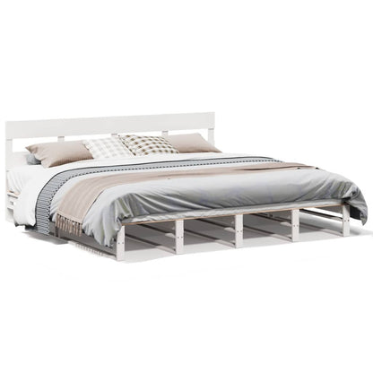 Bedframe zonder matras massief grenenhout wit 180x200 cm