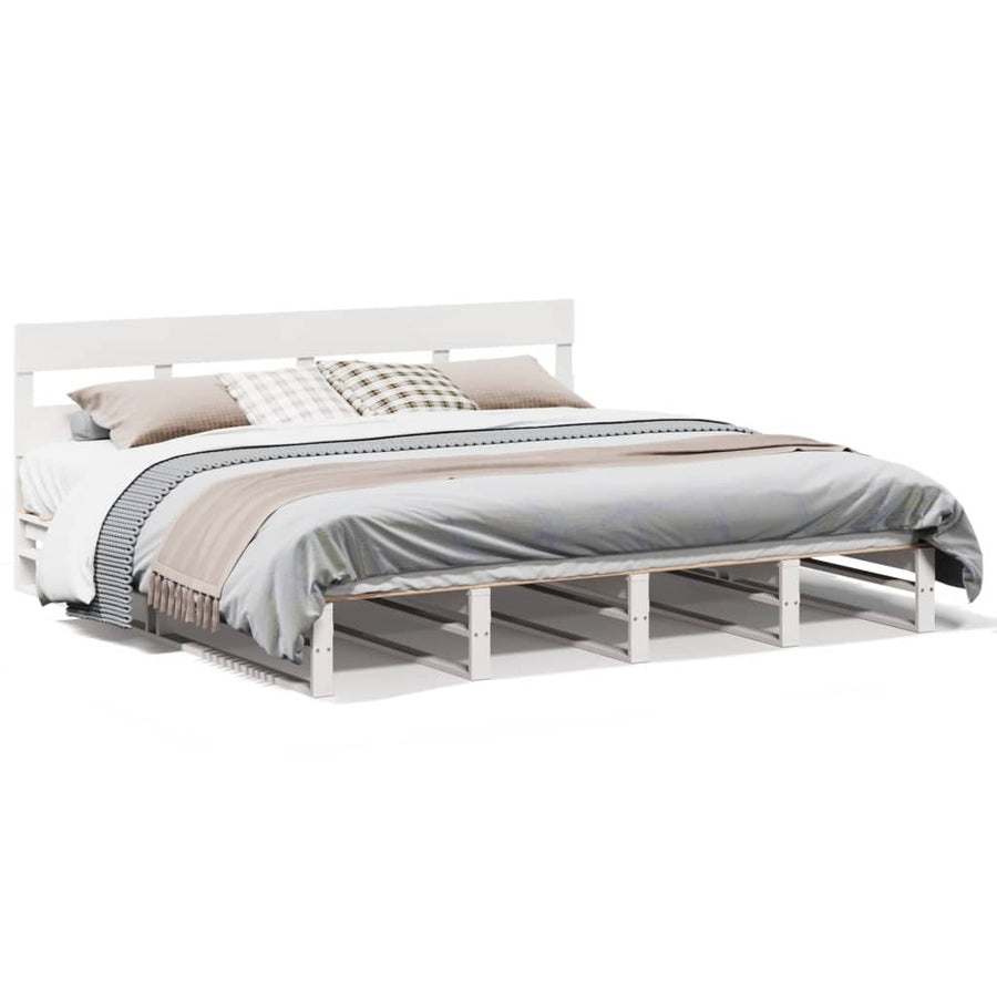 Bedframe zonder matras massief grenenhout wit 180x200 cm