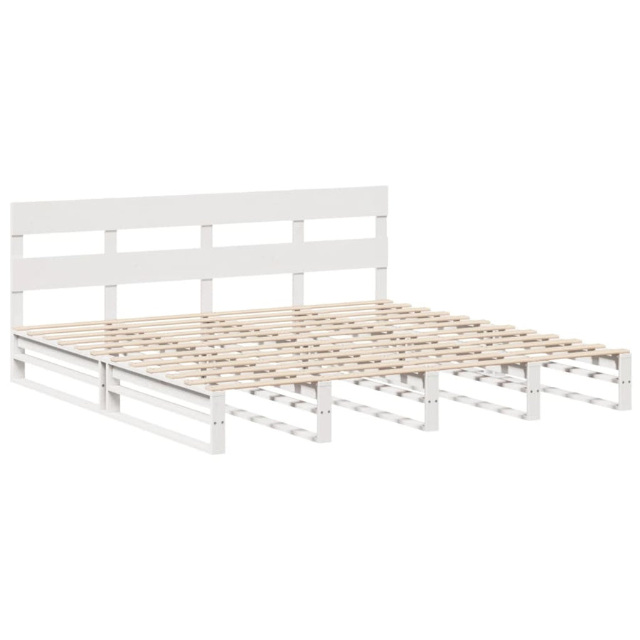 Bedframe zonder matras massief grenenhout wit 180x200 cm