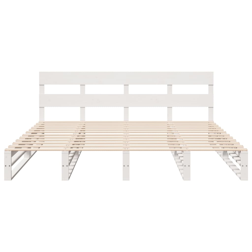 Bedframe zonder matras massief grenenhout wit 180x200 cm