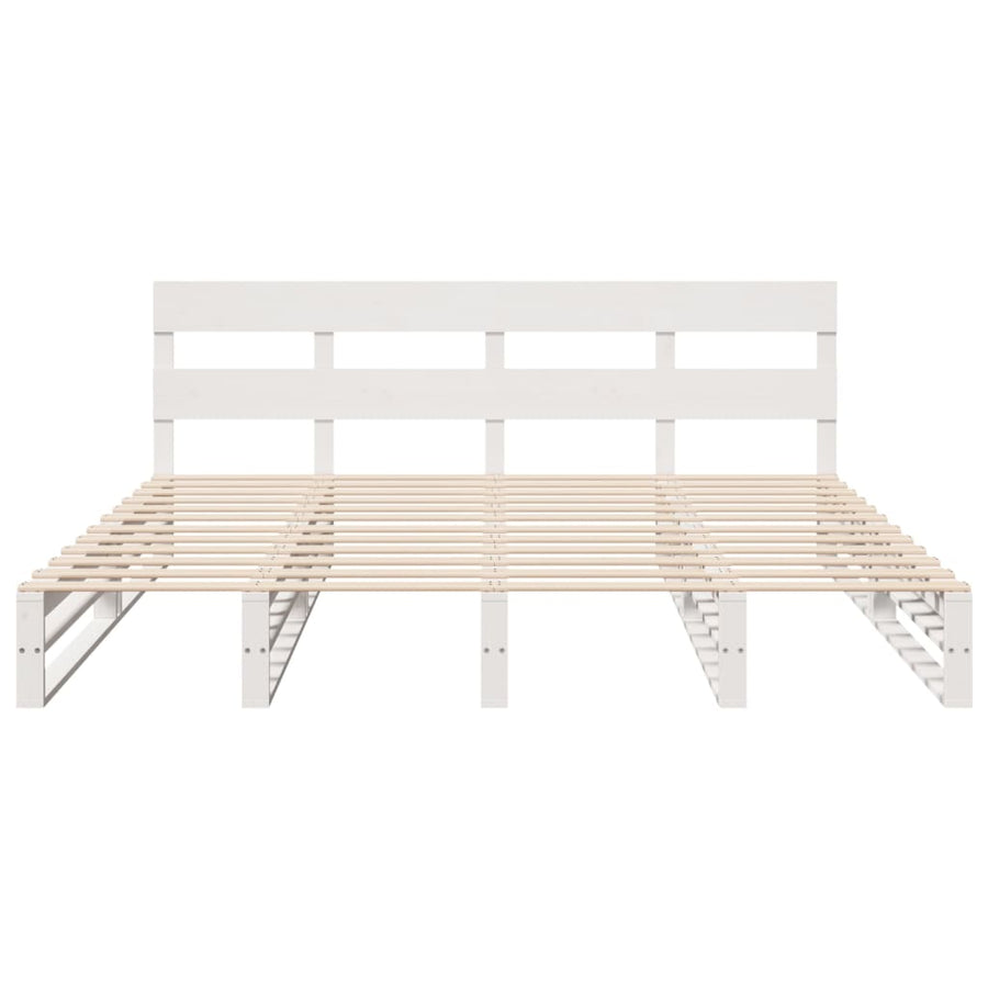Bedframe zonder matras massief grenenhout wit 180x200 cm