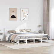 Bedframe massief grenenhout wit 180x200 cm