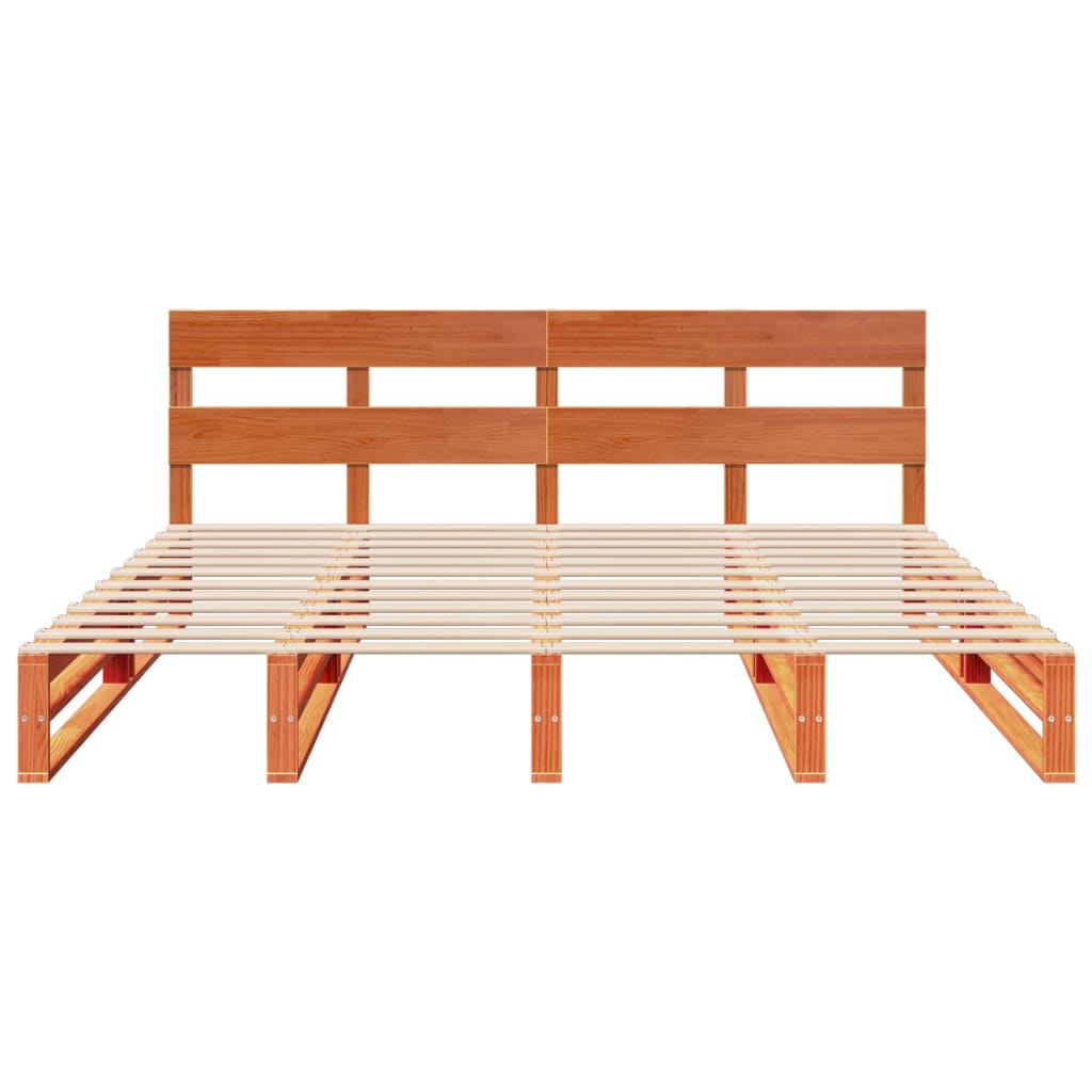 Bedframe zonder matras massief grenenhout wasbruin 180x200 cm