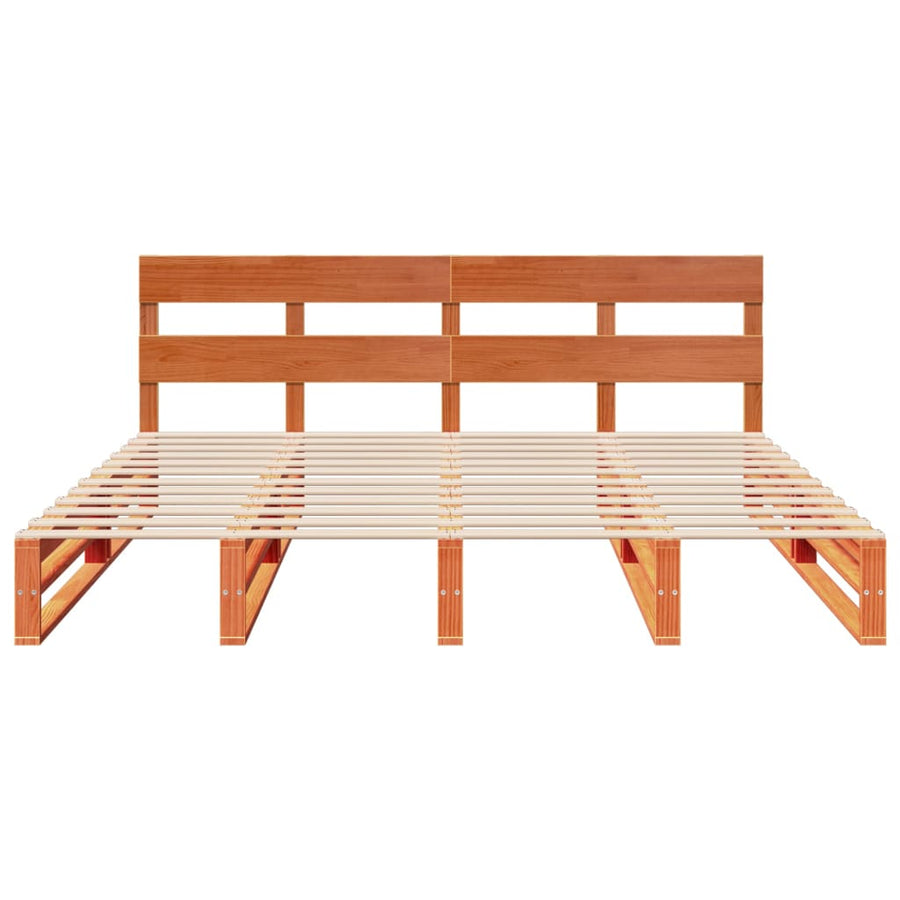 Bedframe zonder matras massief grenenhout wasbruin 180x200 cm
