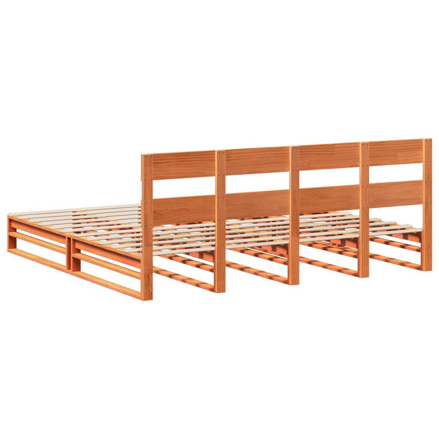 Bedframe zonder matras massief grenenhout wasbruin 180x200 cm