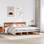 Bedframe massief grenenhout wasbruin 180x200 cm
