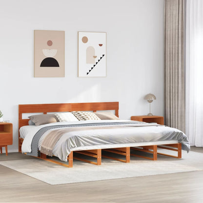 Bedframe zonder matras massief grenenhout wasbruin 180x200 cm