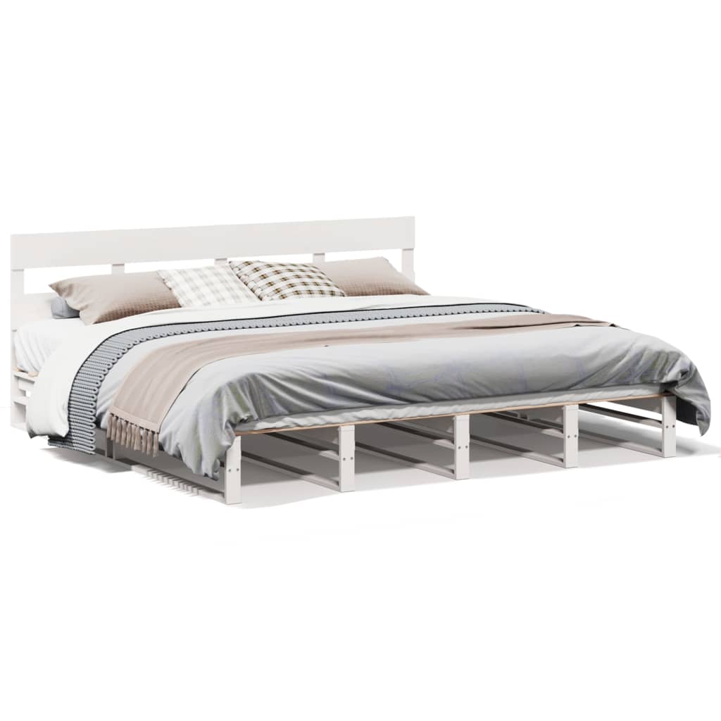 Bedframe zonder matras massief grenenhout wit 200x200 cm
