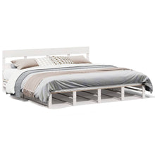 Bedframe zonder matras massief grenenhout wit 200x200 cm