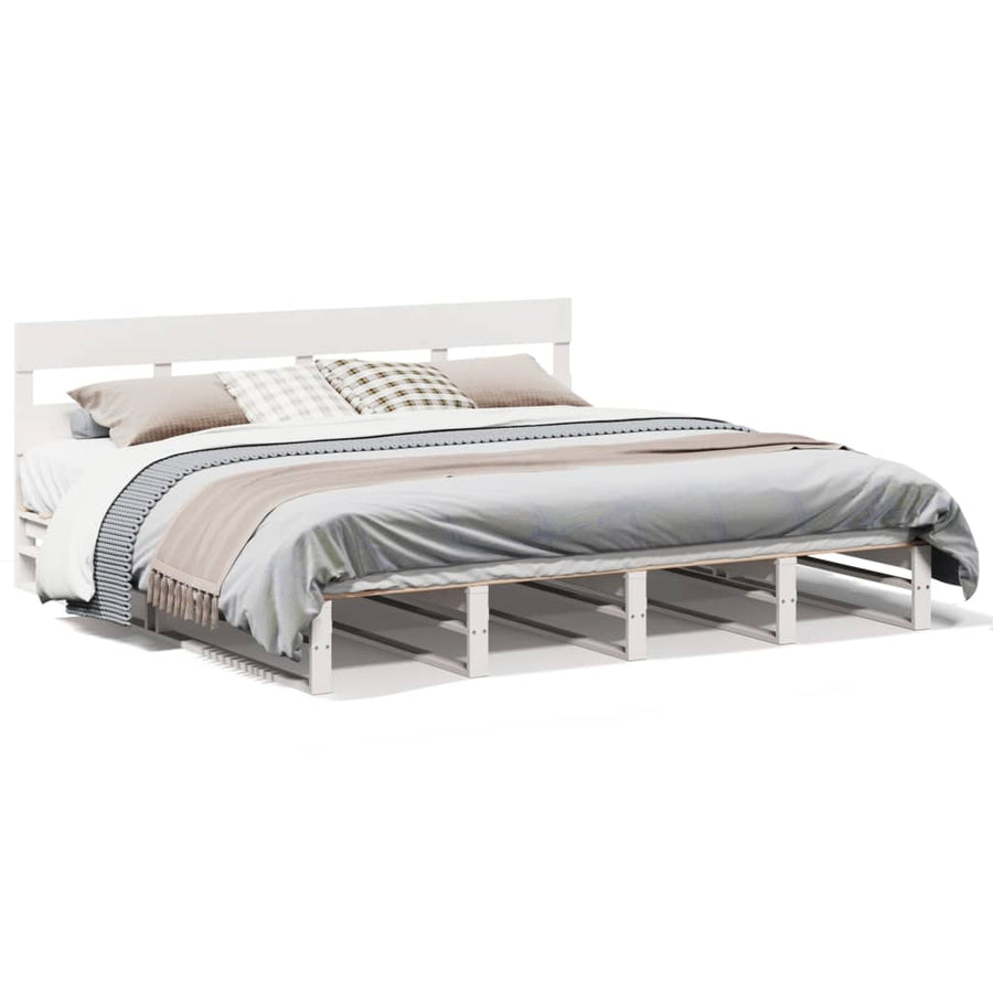 Bedframe zonder matras massief grenenhout wit 200x200 cm