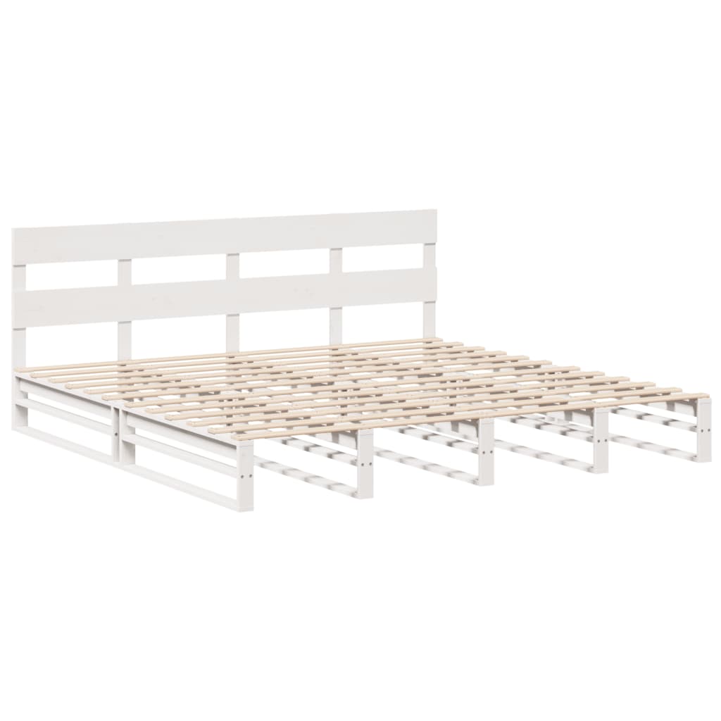 Bedframe zonder matras massief grenenhout wit 200x200 cm