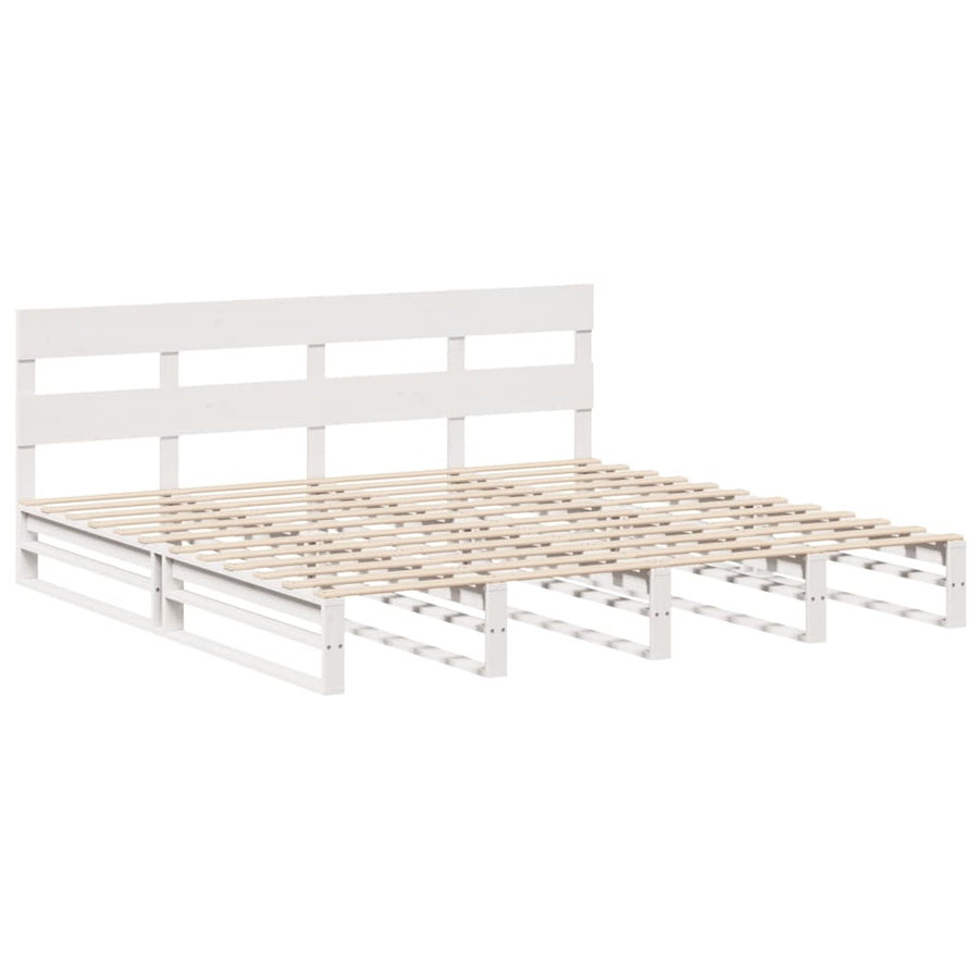 Bedframe zonder matras massief grenenhout wit 200x200 cm