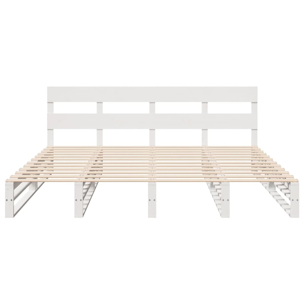 Bedframe zonder matras massief grenenhout wit 200x200 cm