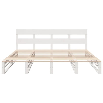 Bedframe zonder matras massief grenenhout wit 200x200 cm