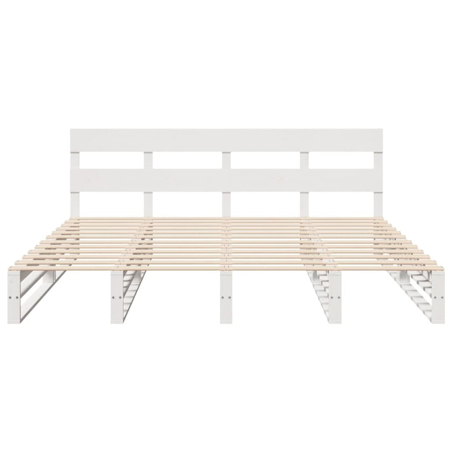 Bedframe zonder matras massief grenenhout wit 200x200 cm