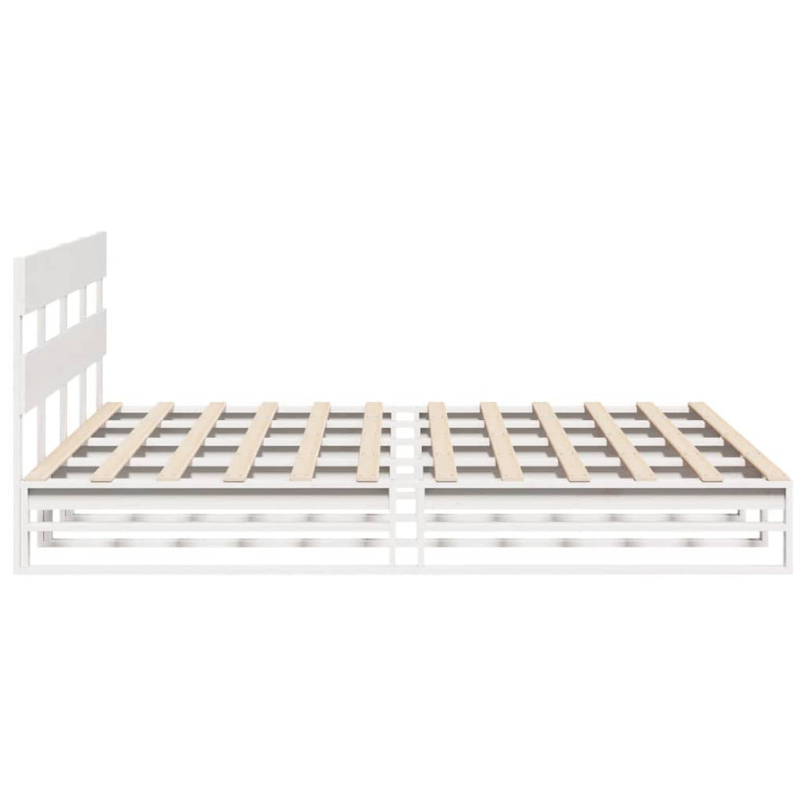 Bedframe zonder matras massief grenenhout wit 200x200 cm