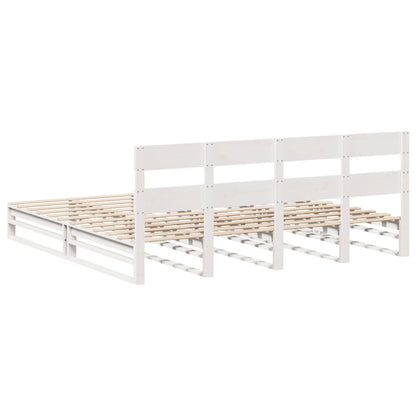 Bedframe zonder matras massief grenenhout wit 200x200 cm
