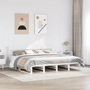 Bedframe massief grenenhout wit 200x200 cm