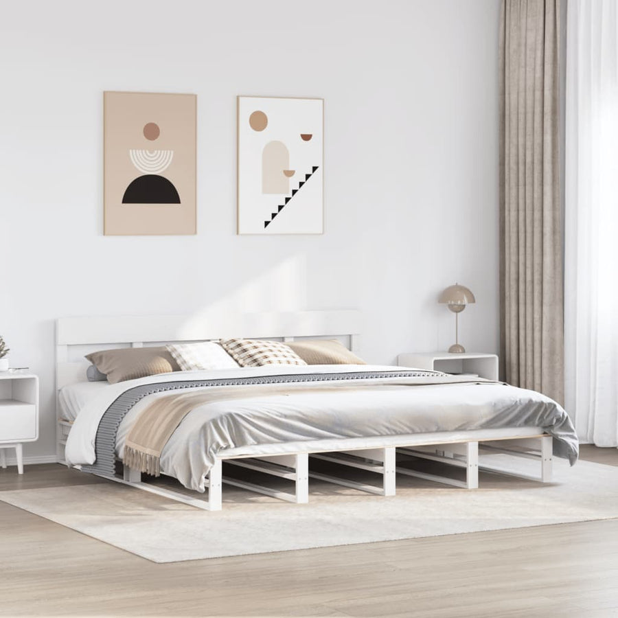 Bedframe zonder matras massief grenenhout wit 200x200 cm