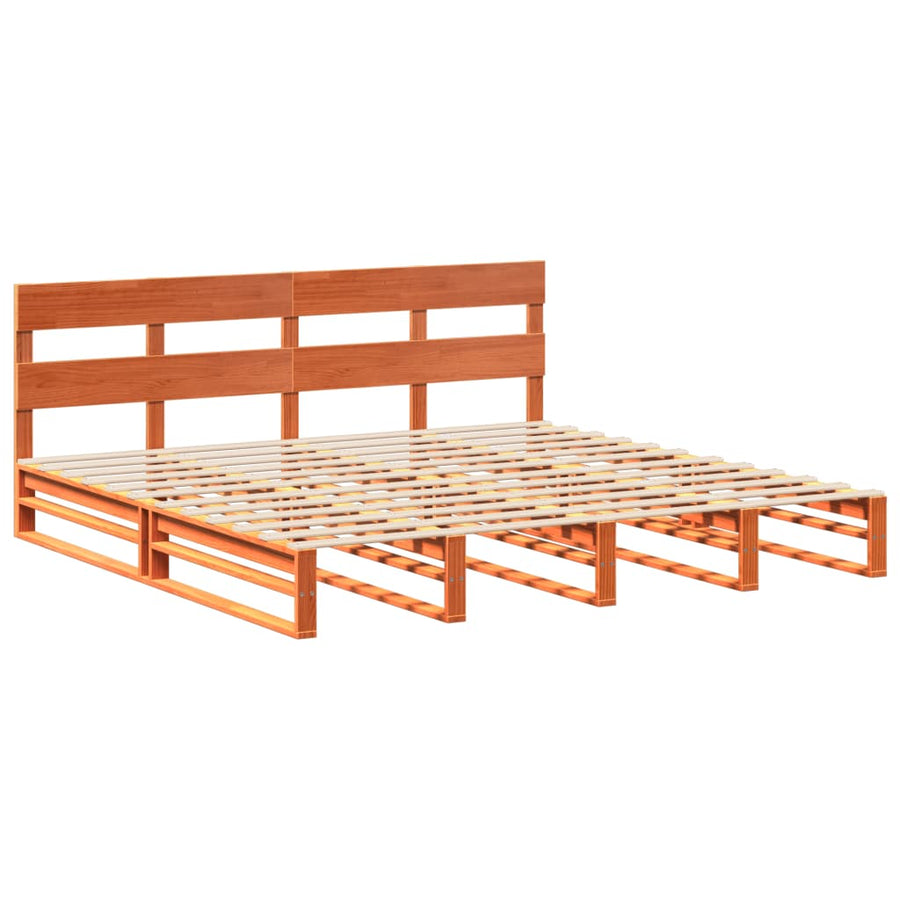Bedframe zonder matras massief grenenhout wasbruin 200x200 cm