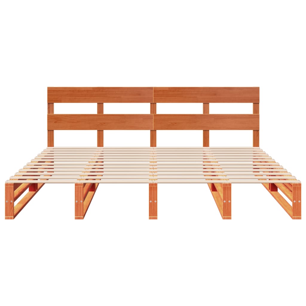 Bedframe zonder matras massief grenenhout wasbruin 200x200 cm