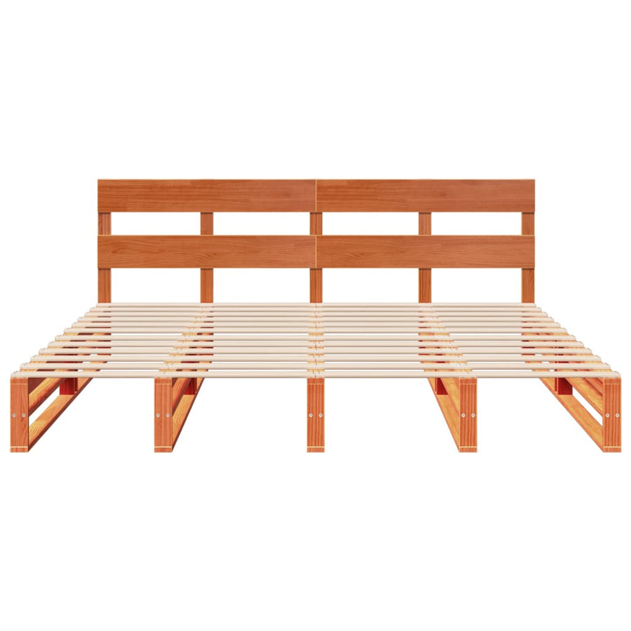 Bedframe zonder matras massief grenenhout wasbruin 200x200 cm