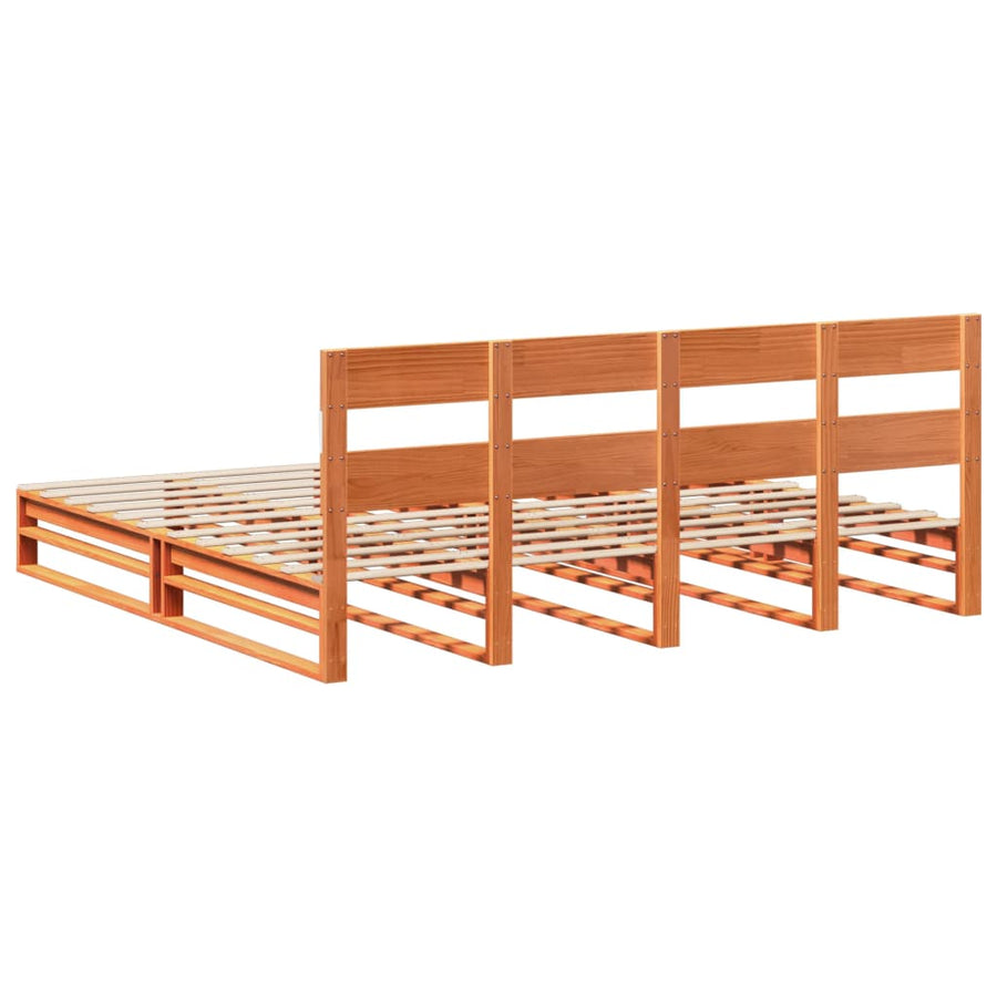 Bedframe zonder matras massief grenenhout wasbruin 200x200 cm