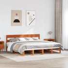 Bed frame without mattress solid pine wax brown 200x200 cm