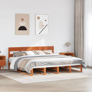 Bedframe massief grenenhout wasbruin 200x200 cm
