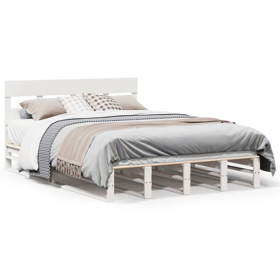 Bedframe zonder matras massief grenenhout wit 120x190 cm