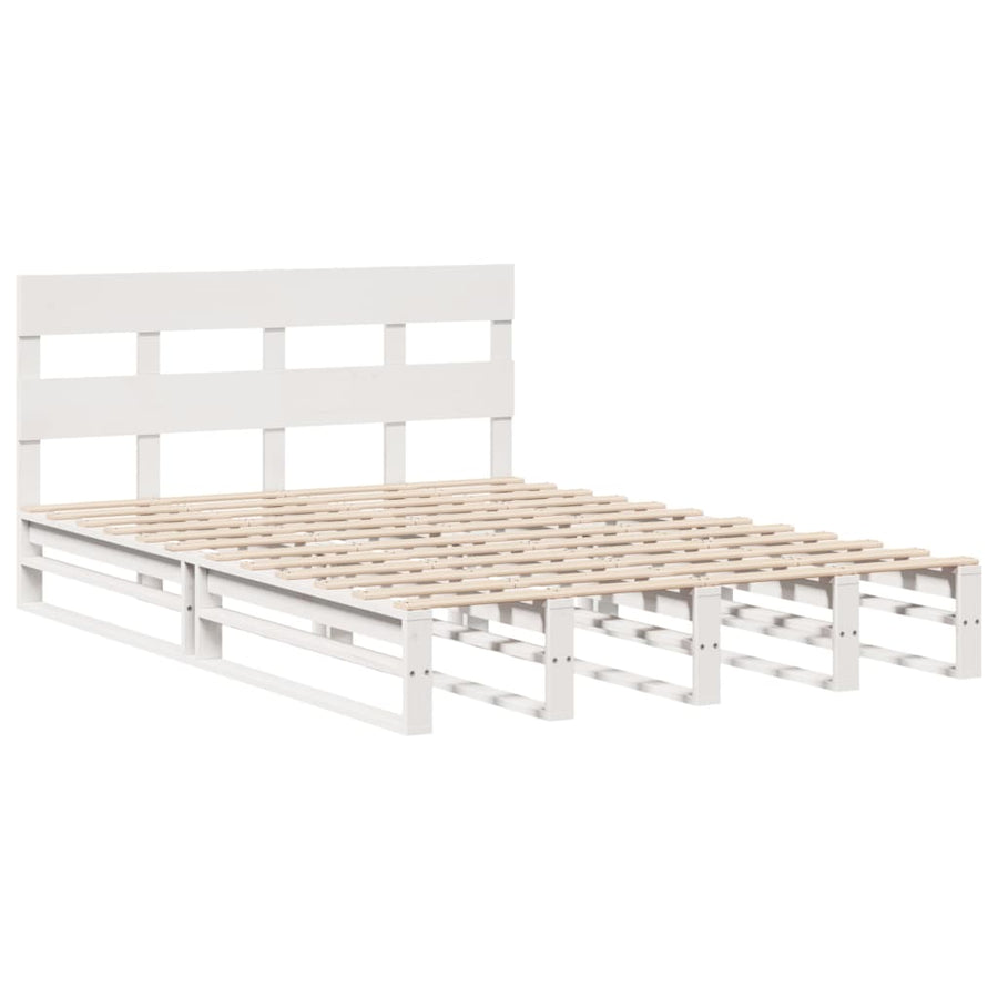 Bedframe zonder matras massief grenenhout wit 120x190 cm