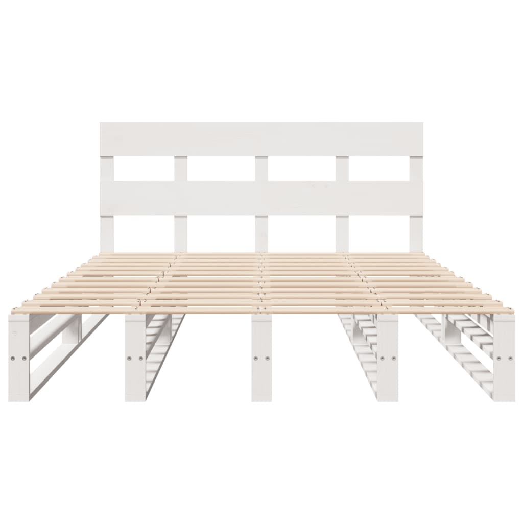 Bedframe zonder matras massief grenenhout wit 120x190 cm