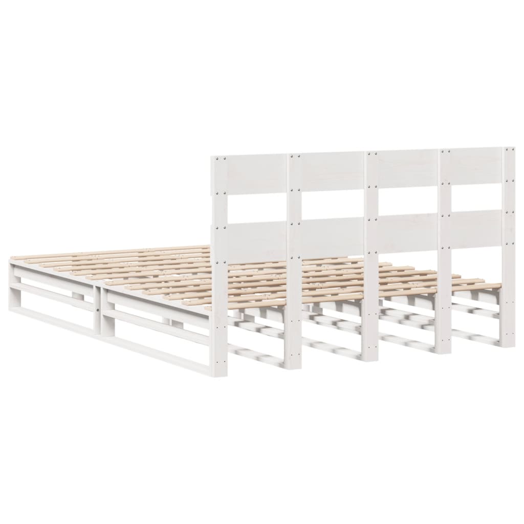 Bedframe zonder matras massief grenenhout wit 120x190 cm