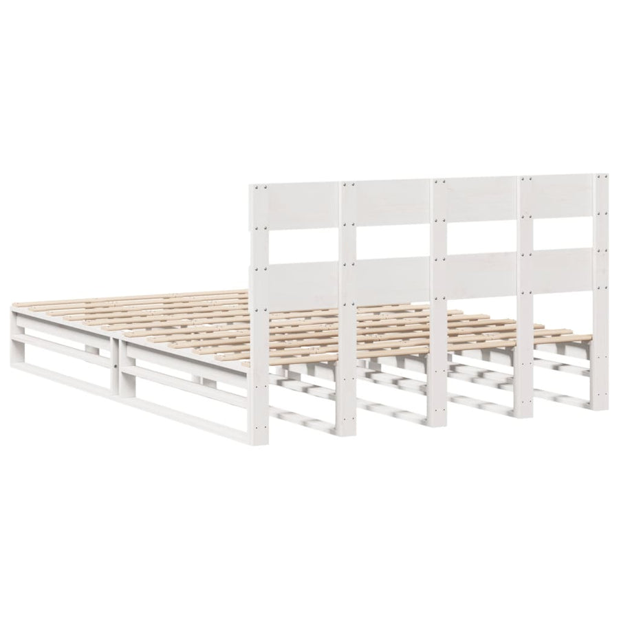 Bedframe zonder matras massief grenenhout wit 120x190 cm