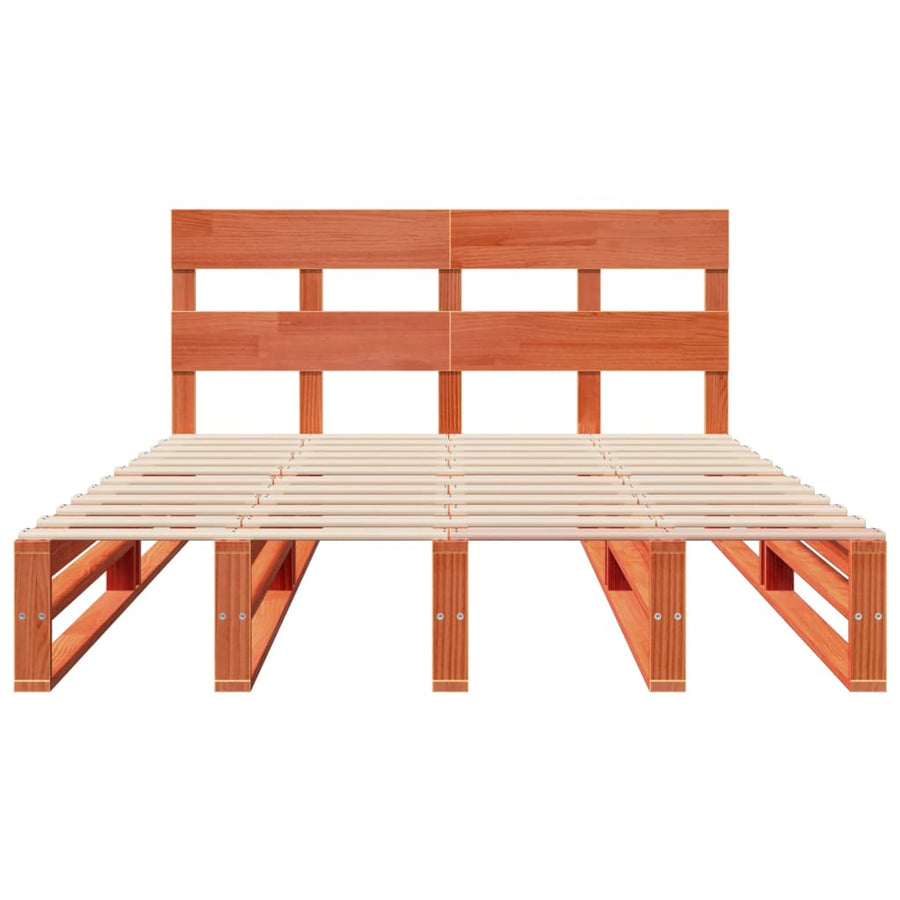 Bedframe zonder matras massief grenenhout wasbruin 120x190 cm