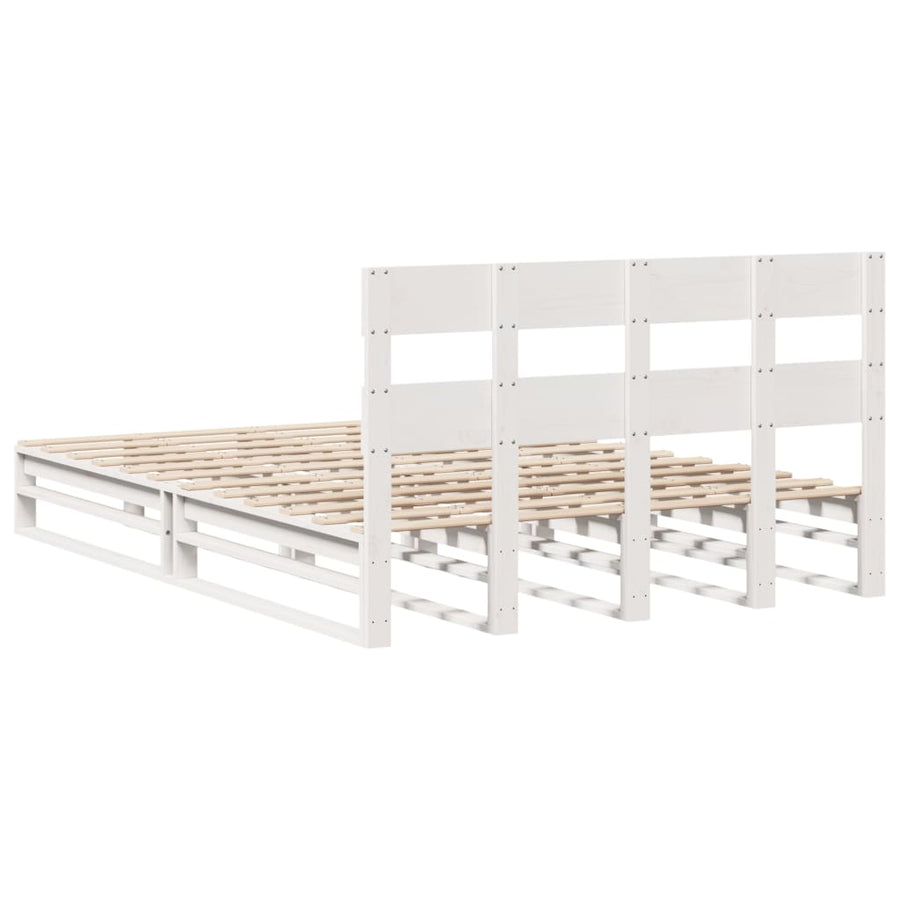 Bedframe zonder matras massief grenenhout wit 135x190 cm